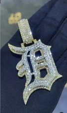 2Ct Real Moissanite Men's Initial D Letter Layered Old English Pendant Silver picture