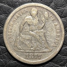 Silver 1877-CC Seated Liberty 10 Cents Dime | VG Condition picture