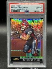 2008 Topps Finest Marshawn Lynch Black Refractor 6/99 PSA 10 POP 1 #28 picture