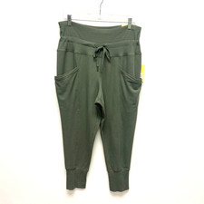 All in Motion French Terry High Rise Jogger Pants Crop Womens Olive Green L NWT picture