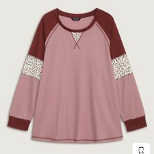 BloomChic size 22-24 Dirty Pink Color Contrast Waffle Knit T-Shirt picture