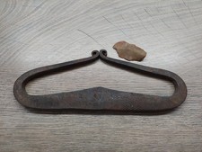 RARE HUGE ANTIQUE 18th-19th C HAND FORGED WROUGHT IRON FLINT STRIKER picture