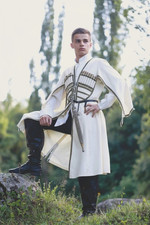 Mens Georgian Chokha Traditional Caucasian Costume Wool Tunic Historical Warrior picture