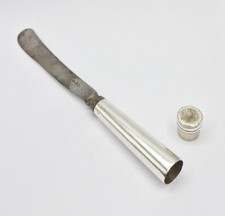 RARE LATE 17TH CENTURY SOLID SILVER CAMPAIGN CUTLERY w/ REMOVABLE TOP picture