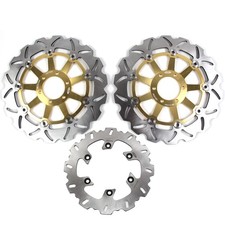 Front Rear Brake Discs Rotors for Yamaha TRX 850 1995 2000 Motorcycle Gold picture