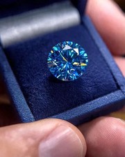 5.00 Ct Lab Grown Moss Diamond Round Cut VVS1 Blue Color Loose Diamond Certified picture