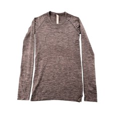 Lululemon Womens Swiftly Tech Long Sleeve Crew Gray Black Space Dye Size 4 picture