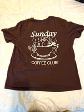 Old Navy Men's 2XL Brown Sunday Coffee Club Graphic Print Crew Neck T-Shirt picture