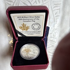 Royal Canadian Mint 2015 Canada $1 0.9999 Fine Silver Coin 50th Flag Anniv picture