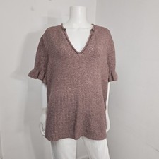 Torrid Vegan Cashmere Sweater Top Size 3 3X Mauve Ruffle Short Slv Pullover picture