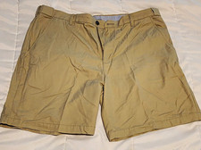 Croft & Barrow Men's Beige Chino Shorts Flat Front Zip Slash Pockets Cotton/Poly picture