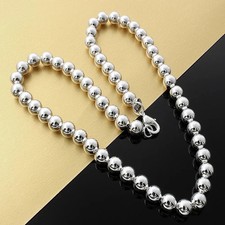 1Pcs Women's 925 Sterling Silver 8mm Hollow Balls Beads 20