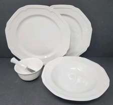 Mikasa Antique White Round Platter x 2, Serving Bowl, Dip Bowl w/ Spreader picture