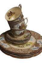 Vintage Maruta Ware Japan Turkey Dinnerware Set 12 Pc 4 Cups 4 Saucers 4 Plates picture