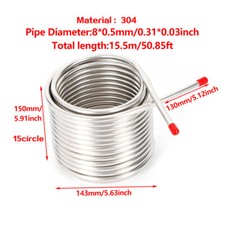 50' Brew Supply Stainless Steel Wort Chiller Cooling Coil Pipe Double Layer US picture