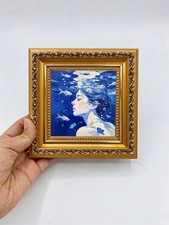 Underwater Woman Bubbles Ocean Portrait Custom Original Oil Painting from photo picture