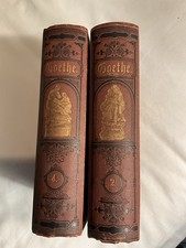 1875 Goethe Vol. 1 & 2 Set German Antique Leather Books picture