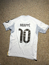 adidas Real Madrid Mbappé #10 Soccer Jersey White/Black/Gray Men's M picture