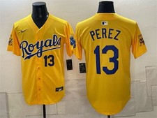 Kansas City Royals #13 Salvador Perez Gold  Stitched Cool Base Jersey - Men's* picture