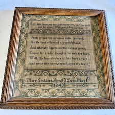 Antique 19thC 1843 Needlework Sampler Signed Mary Stoddart Aged 13 Framed  picture