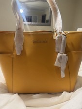 Michael Kors Women's Yellow Solid Zip Top Satchel Top Handle, Gold Hardware picture
