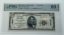 $5 1929 Milwaukee, Sixth Wisconsin National Bank Note PMG 64 Choice UNC EPQ picture