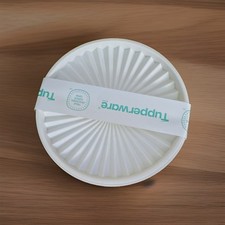 Tupperware Original Round White Plastic Food Storage Container Snap Lid 7L picture