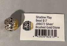 Authentic Brighton Shadow Play Bead J99072 Silver/Brushed Gold/Stone Retired New picture