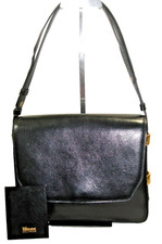 Vtg Delvaux Dark Blue Exquisite Leather Suede Lined Shoulder Bag COA Mirror EUC picture