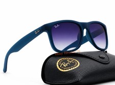 Ray-Ban Justin RB4165 Square Sunglasses Blue Rubber Grey Gradient Unisex 54mm picture