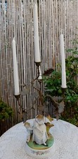 Antique French Porcelain Figurine Brass Candle Holder Candelabra Paris picture