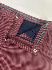Bonobos Highland Golf Pants Mens 36x34 Tailored Fit Red Check Dobby Performance picture