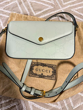 Gucci Light Blue GG Embossed Crossbody Bag Adjustable Strap Dust Bag picture
