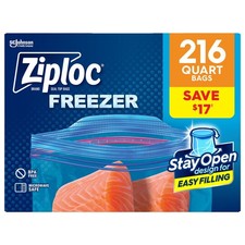 Ziploc Easy-Open Tabs Freezer Quart Bags (216 ct.) Design For Easy Filling picture