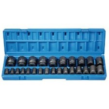 26-Piece 1/2 in. Drive 12-Point Metric Standard  Socket Set 1726M GREY PNEUMATIC picture