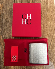 CH Carolina Herrera Silver Metal Card Case Cigarette Case Brand New w/ Box picture