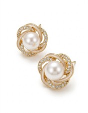 Korean Style Pearl Stud Earrings for Women Elegant Rhinestone Fashion Jewelry picture