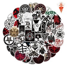 10 Random Satanic Stickers Devil 666 Decals Skull Satan Horror Red  picture
