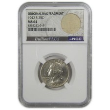 1942 S Washington Quarter MS 64 NGC Silver Bag Fragment SKU:I20614 picture