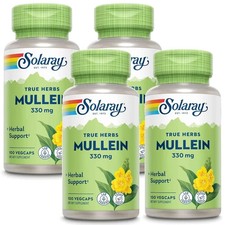 Solaray Mullein (330 mg) Non-GMO 100 Vegetarian Capsules Each (Pack of 4) picture