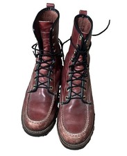 Vintage Oxblood Herman Santa Rosa USA Made Logger Boots 12 picture