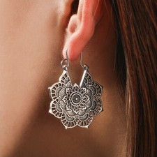 Boho 925 Sterling Silver Elegant Charm Vintage Style Tibetan Tibet Hook Earrings picture