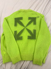 Off-White Men’s Green Logo Knit Crew Neck Pullover Sweater Long Sleeve M picture
