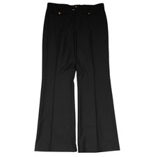 Phix Mens Gold Button Flare Trouser Size 36x33 Black Wool Pants Flap Pocket picture