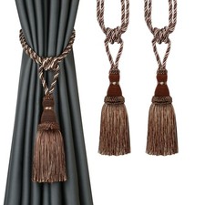 BEL AVENIR 2 Pack Curtain Tiebacks Tassel Drapery Tie-Backs Rope Handmade picture