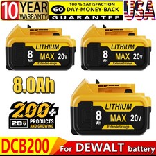 1-4PACK For DeWalt 20V Max XR 8000mAH Lithium Ion Battery DCB200,DCB208 DCB204-2 picture
