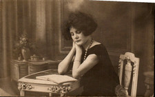 Woman Reading a Book Edwardian Vintage Photo  Postcard picture