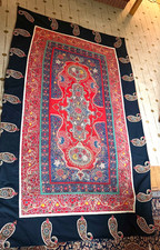 19th C Antique Middle Eastern Rasht Embroidered Tent Wall Panel Textile B019 picture