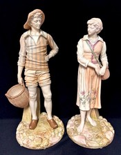 Antique Royal Worcester James Hadley French Fisherman & Fisherwoman Figures 17