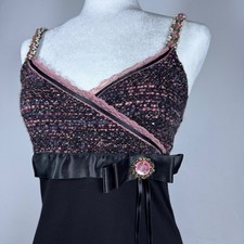 Y2K McBling Coquette Pink Black Spaghetti Strap XS Lace Mean Girls Clueless Glam picture